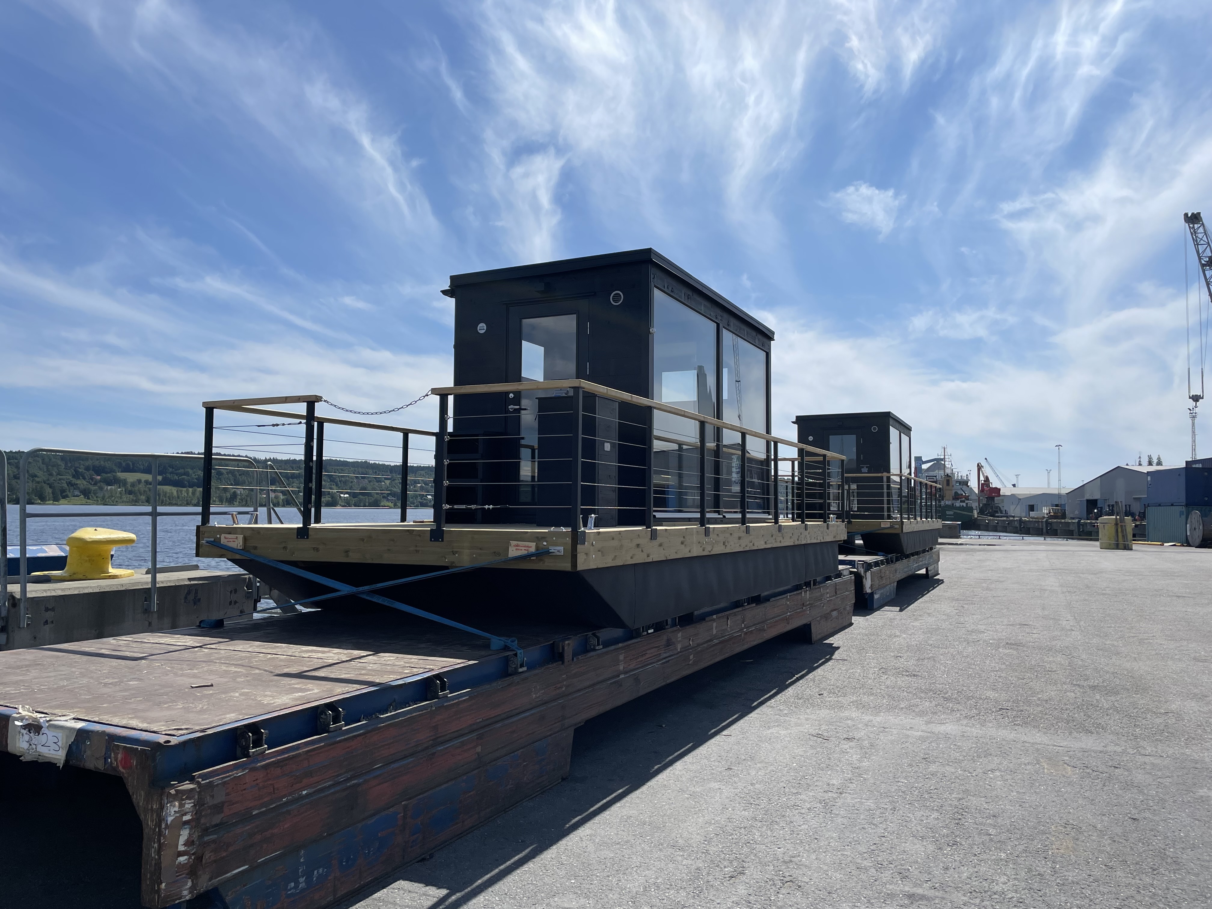 Sauna rafts on cassettes in Sundsvall terminal