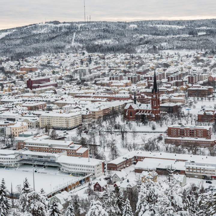 Sundsvall stad i vintermiljö. Foto taget 5 februari 2018