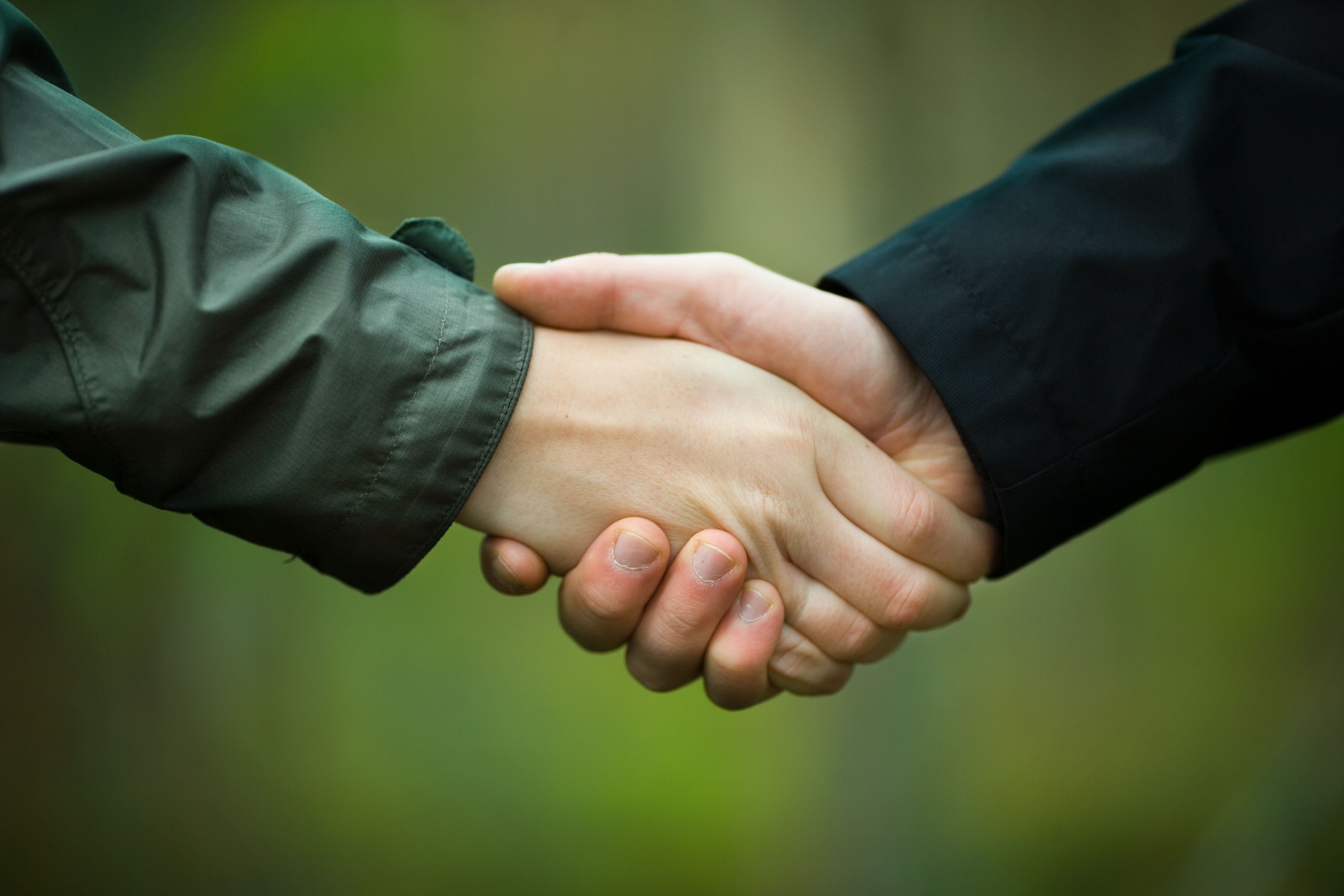 Handshake. Handslag.